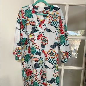 Natori Floral Print Beach Cover Up Sz Large